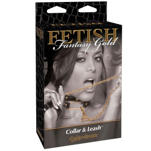 Fetish Fantasy Gold Collar And Leash Black