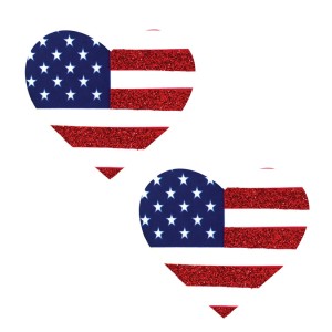 Neva Nude Nipztix Heart Usa Flag-red White Blue Fabric