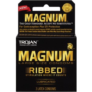 Trojan Magnum Ribbed Lubricated Condoms 3 Pack