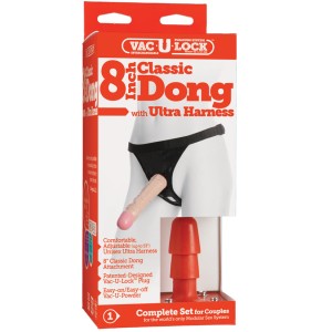 Vac-u-lock 8-inch Classic Dong With Ultra Harness