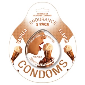 Endurance Lubricated Flavored Condoms 3 Pack Disc Vanilla