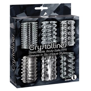 The 9s Crystalline Tpr Cock Sleeves-clear 6pk