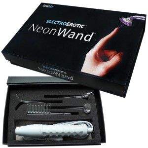 Neon Wand Electrosex Kit White Handle Purple Electrode