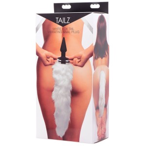 White Fox Tail Vibrating Anal Plug