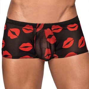 Kiss Me Mini Short Medium Sheer Lips Black