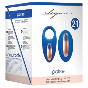 Elegance Poise Vibrating Cock Ring & Remote-blue