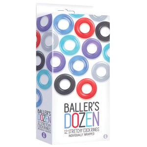 The 9s Ballers Dozen 12-pc Cock Ring Set-assorted Colors