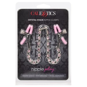 Nipple Play Crystal Chain Nipple Clamps-pink