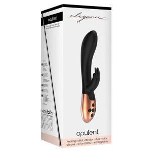 Elegance Opulent Heating Rabbit Vibrator-black 7.75