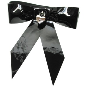 Patent Leather Bow Wrist Restraint Black