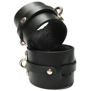 Bondage Basics Black Leather Wrist Cuffs