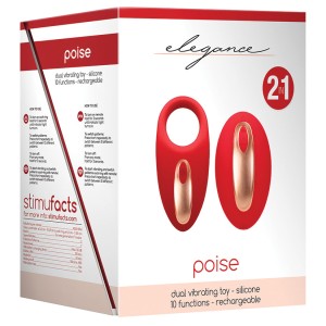 Elegance Poise Vibrating Cock Ring & Remote-red