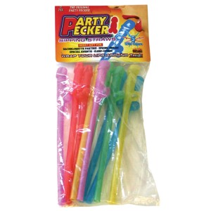 Party Pecker Sipping Straws 10 Pc Bag 5 Assorted Colors