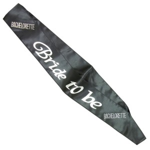 Bride-to-be Sash Black With A Clear Stone