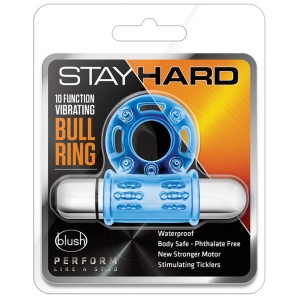 Stay Hard 10 Function Vibrating Bull Ring Blue