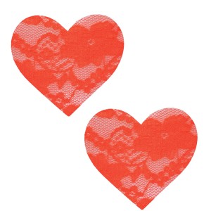 Neva Nude Nipztix Heart Orange Creamsicle-neon Orange Lace