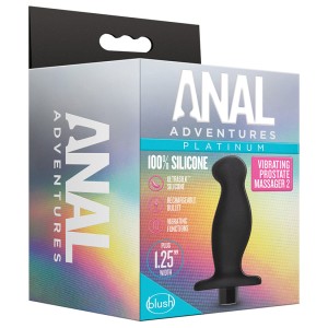 Anal Adventures Platinum Silicone Vibrating Prostate Massager 02 -black