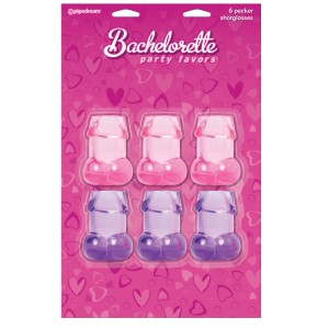 Bachelorette Party Pecker Shot Glasses 6 Pieces Assorted Colors