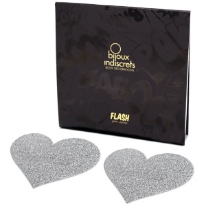 Bijoux Flash Heart Glitter Pasties-silver