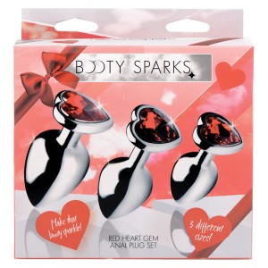 Booty Sparks Red Heart Gem Anal Plug Set