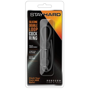 Stay Hard Silicone Double Loop Cock Ring  Black