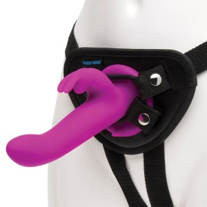 Happy Rabbit Vibrating Strap On Harness Set-purple