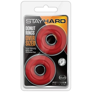 Stay Hard Donut Rings Oversized-red 2pk