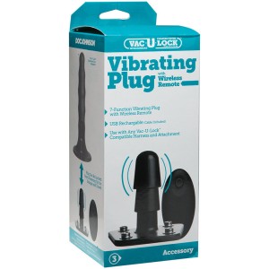 Vac-u-lock Vibrating Plug With Snaps & Wireless Remote Black