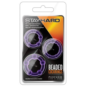 Stay Hard Beaded Cockrings-purple