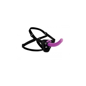 Navigator Silicone G-spot Dildo With Harness Purple