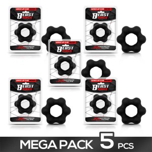 Pack Of 5 Black Liquid Silicone Cock Ring 2.2 Cm