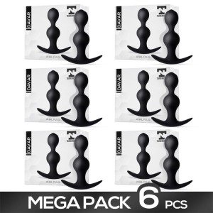 Pack Of 6 Davar Anal Plug Silicone Black