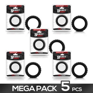 Pack Of 5 Solid Silicone Cock Ring 4.5 Cm