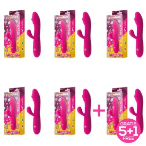 Pack 5+1 Candy G-spot Rabbit Vibe Usb Silicone Fucshia