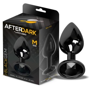 Blackgem Metalic Butt Plug With Jewel Black Size M