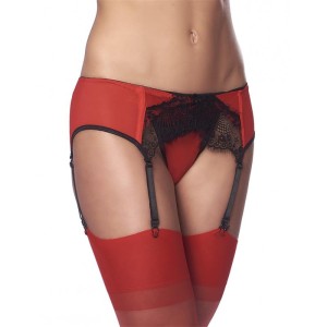 Garter Belt With Thong And Stockings Black And Red