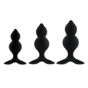 Bibi Twin Set Of 3 Butt Plug Black