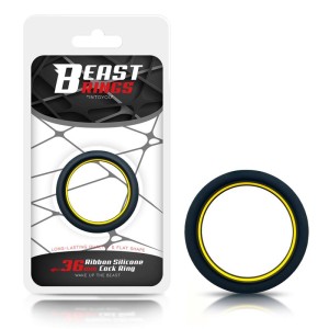 Penis Ring 100% Solid Silicone 3.6 Cm Yellow And Black