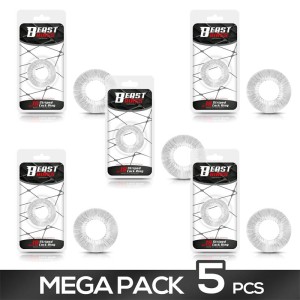 Pack Of 5 Striped Clear Cock Ring 1.9 Cm