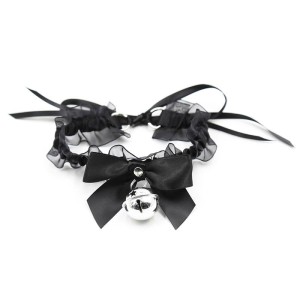 Collar With Bow, Bell And Lace