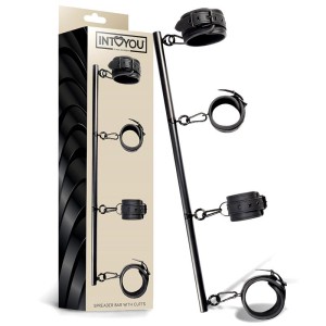 Detachable Rigid Spreader Bar And 4 Detachable Neoprene And Vegan Leather Cuffs