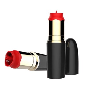 Lipstick Vibrator With Stimulating Tongue Usb Black