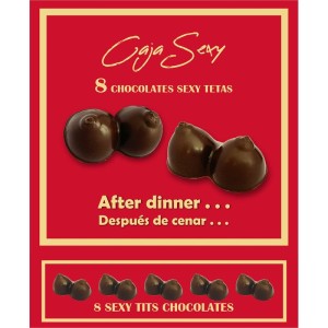 Red Box Of 8 Dark Chocolate Tits-shaped Candies 8 Units