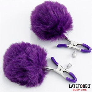 Nipple Clamps With Purple Fur