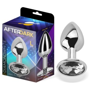Butt Plug With Jewel White Diamond White Size L Aluminium
