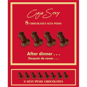 Red Box Of 8 Dark Chocolate Penis-shaped Candies