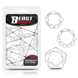 Set Of 3 Penis Ring Beaded Flexibles Clear