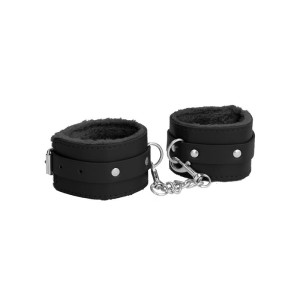 Plush Leather Hand Cuffs Black
