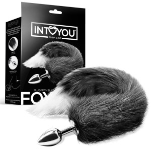 Anal Plug Black And White Foxy Tail