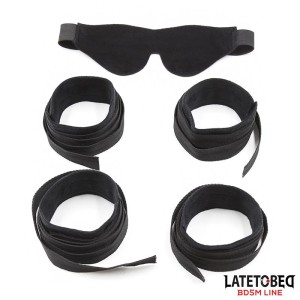 Restraint 3 Pieces Set Blindfold, Anklecuffs And Wristcuffs Adjustable